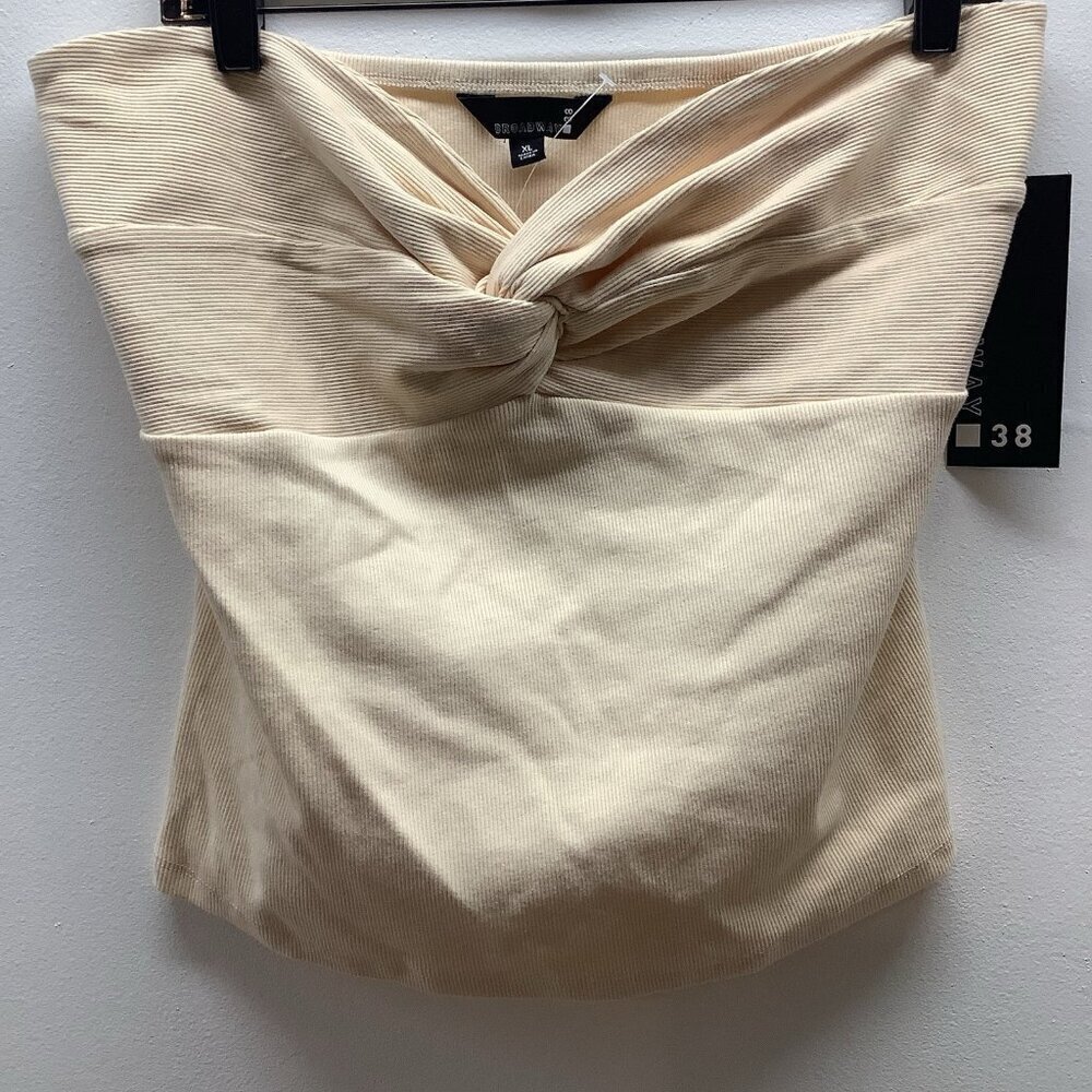 Broadway 38 Size XL Ribbed Front Knot Style Beige Tube Top. New With Tags.